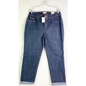 Chicos Sz 2 ( Actual 33x26.5) Roll Tab Ankle Jeans Dark Wash Splendid Indigo NWT